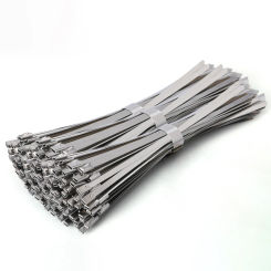 100Pcs 304 Stainless Steel Cable Ties 4.6mm Heavy Duty Self-Locking Cable Zip Tie Multi-Purpose Metal Exhaust Wrap Locking Ties
