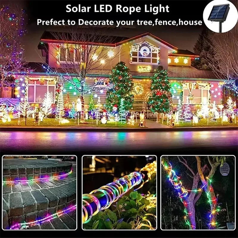 Description Picture 5 of item7M/12M LED Solar Rope Strip Light Outdoor Fairy Tube Rope Led Lamp String Christmas Decor For Garden Lawn Wedding Party Lights