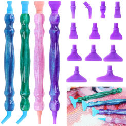5D Diamond Painting Pen Screw Thread Multi-placer Pen Heads Kits Resin Craft Point Drills Pen for Nail Art Cross Stitch Clay Dec