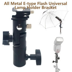 Swivel Flash Hot Shoe Umbrella Holder Mount Adapter for Studio Light Type E Stand with 1/4 3/8 Screw Bracket Studio Accessories