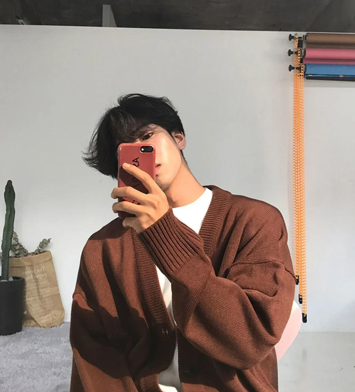 Description Picture 6 of itemCardigan Knitted Sweaters for Men No Hoodie V Neck Solid Color Man Clothes Plain Street Ugly Cotton S Japanese Retro Sheap Old A