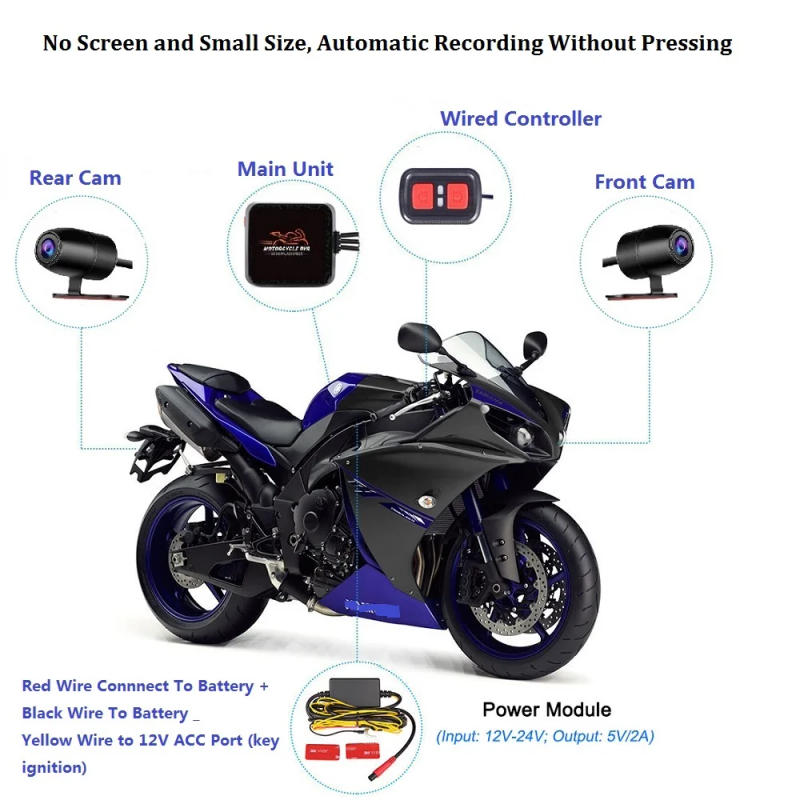 Description Picture 4 of itemVSYSTO Motorcycle Camera Dual 1080p Motorbike Dash Cam Wifi Video Recorder Night Vision ,Loop Recording G sensor