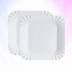 100pcs Disposable Paper Plates Square Storage Tableware Plate for Cake Dessert Fruits Snacks (White)