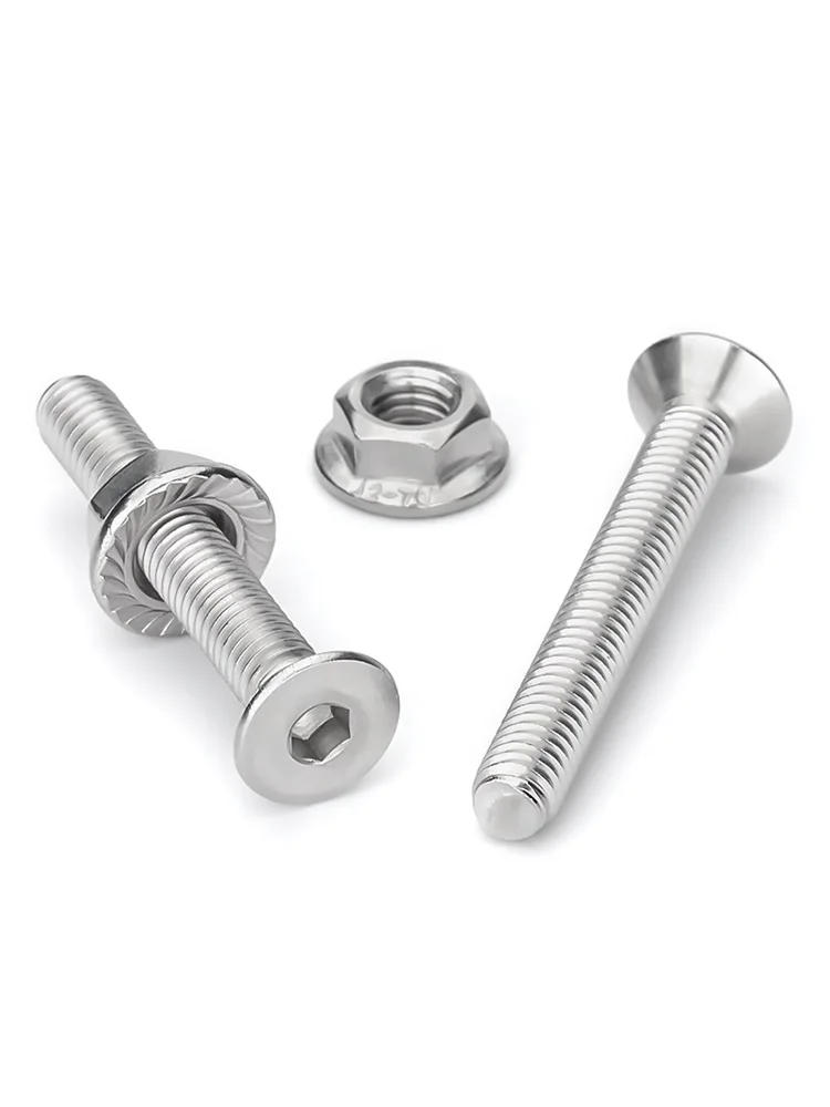 Description Picture 4 of itemM2.5 M3 M4 M5 304 Stainless Steel Allen Hexagon Hex Socket Countersunk Flat Head Screw Flange Nuts Combination Kit Set