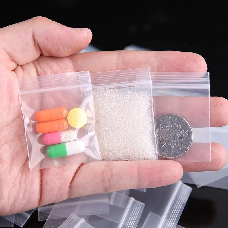 Description Picture 3 of item100-300 Pieces MINI Small Plastic Bag Jewelry Zipper Zipper Lock Resealable Plastic Transparent Mini Bag Different Sizes