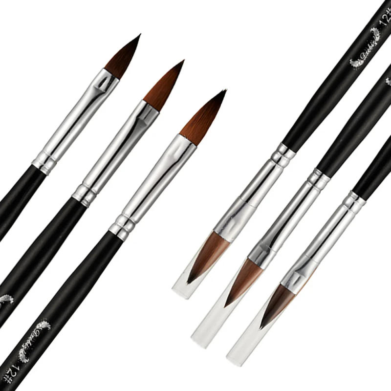 Description Picture 5 of item3 Sizes Nail Art Brush For Acrylic Liquid Powder Sculpture Carving Flower Pen Manicure 3D Drawing UV Gel Painting Tools