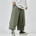 Summer Solar System Large Size Cropped Pants Men Elegant Loose Casual Youth Straight Cylinder Patchwork All-match Wide Leg Pants