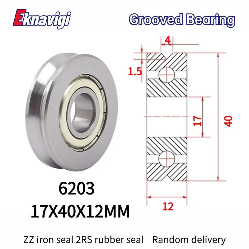 Description Picture 3 of item10PCS Straightening Mixed Wheel Over Line with Groove Bearing V 6203 15X35X11MM Pulley U Groove type