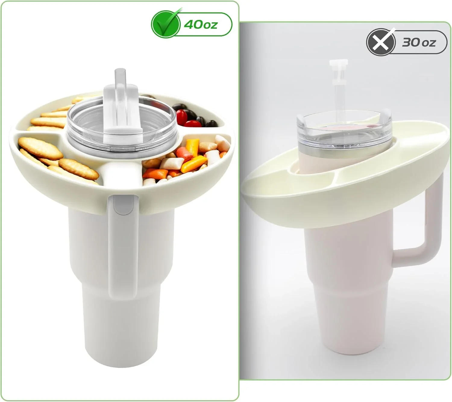Description Picture 5 of itemSnack Bowl for Stanley Cup Silicone Snack Tray Compatible with Stanley Cup Quencher 1.0/2.0 40oz Tumbler with Handle