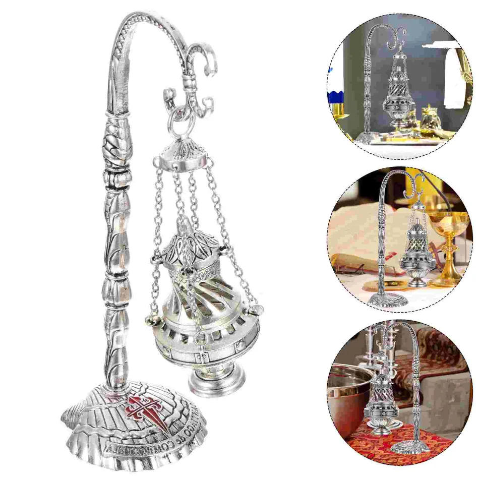 Description Picture 3 of itemS/M/L Antique Carved Incense Burner Cross Decoration Church Hanging Censer Christian Church Household Religious Worship Supplies