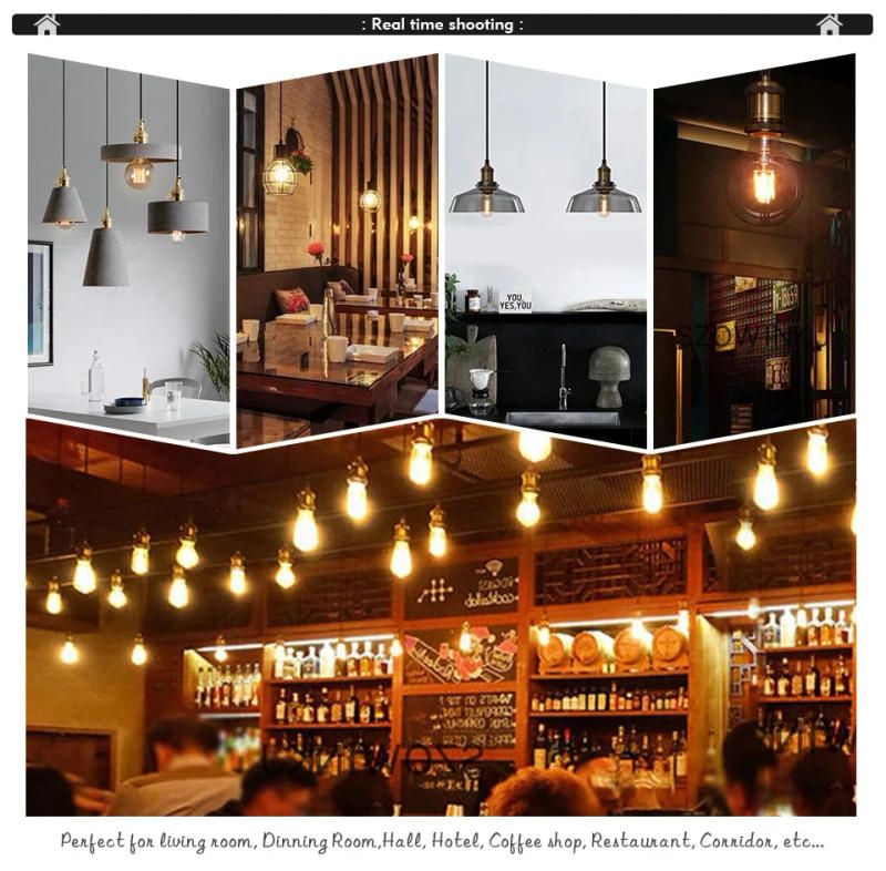 Description Picture 6 of itemVintage Lamp Socket Edison Screw Lamp Holder E27 E26 Bulb Bases Edison Light Bulb 90-265V Industrial Hanging Lamp Home for Decor