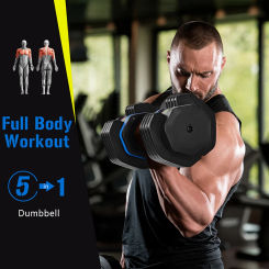 55 lbs Adjustable Dumbbells, with Anti-Slip Fast Adjust Weight by Turning Handle,Black Dumbbell with Tray,Single