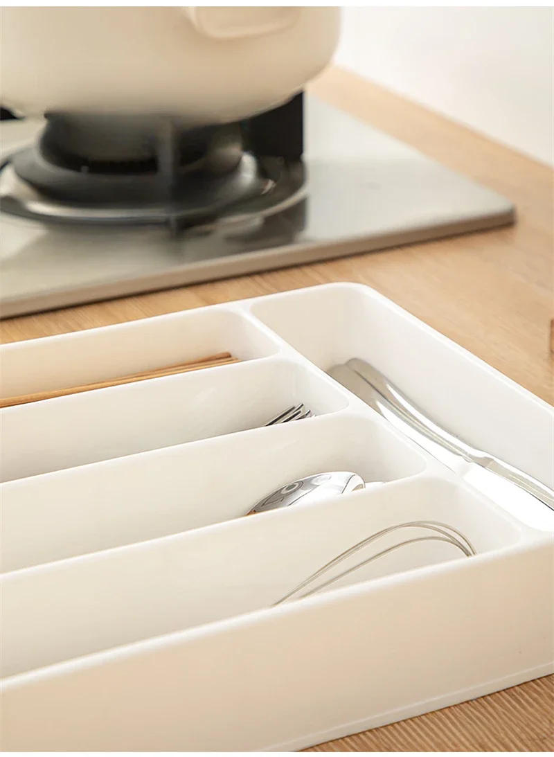 Description Picture 6 of itemMulti-purpose Cutlery Storage Tray Cutlery Fork Spoon Compartmentalized Organizer Kitchen Drawer Categorized Storage Boxes