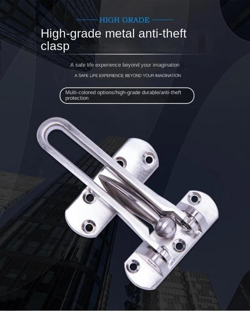 Description Picture 2 of itemMetal Front Door Security Safety Home Hasp Lock Strong Durable Home Chain Lock Guard Catch Door Fastens Lock for Secutity Tools