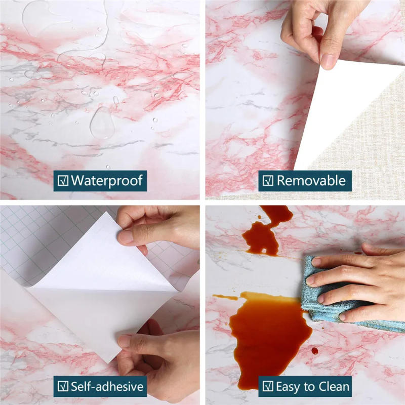 Description Picture 3 of item40cm Width Marble Self Adhesive Wallpaper Vinyl Wall Stickers Waterproof Contact Paper For Kitchen Decorative Film Home Decor