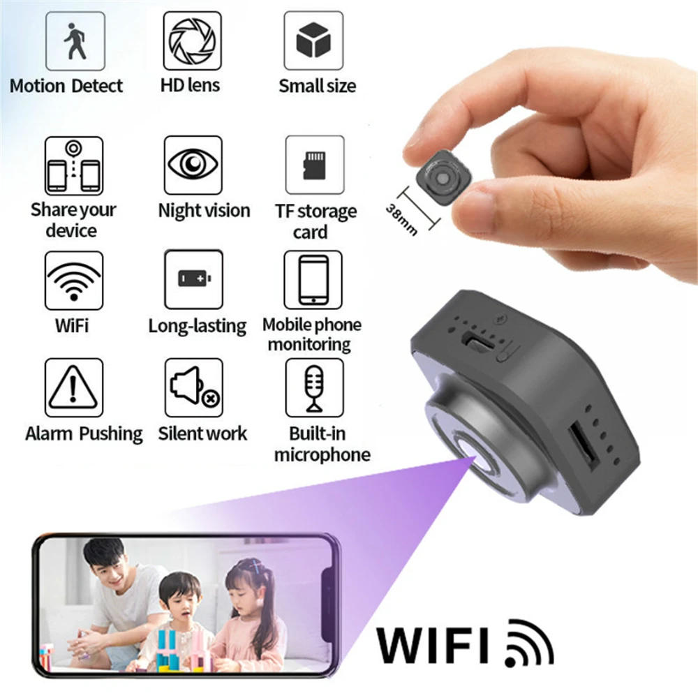 Description Picture 2 of item1080P Mini Wifi Camera HD Wireless Camcorder Home Security Motion Detection Nanny IP P2P Camera DVR Rechargeable Battery cam New