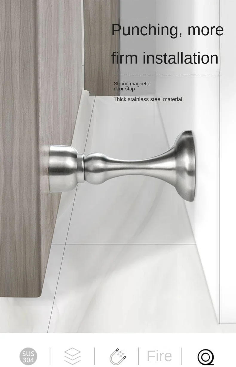 Description Picture 3 of itemNew Stainless Steel Magnetic Door Stopper Sticker Toilet Glass Hidden Door Holders Catch Floor Doorstop Door Hardware