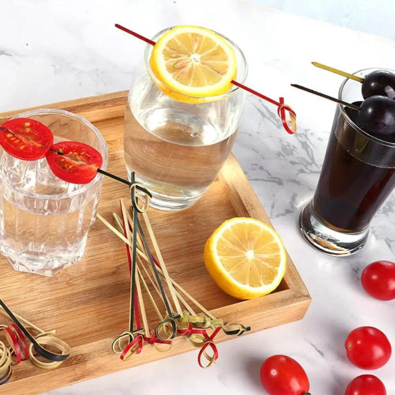 Description Picture 3 of item100Pcs Cocktail Eco-friendly Bamboo Disposable Scissor Shaped Fancy Sticks Appetizers Picks Cocktail Skewer Ring Toothpick