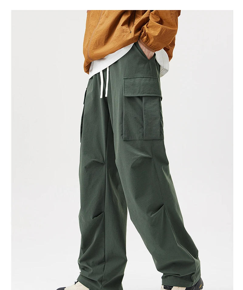 Description Picture 5 of itemMen's Retro Multi-Pockets Cargo Pants Unisex High Street Adjustable Pleated Paratrooper High Quality Trousers Streetwear Male