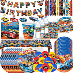 Hot Wheels Car Party Supplies Disposable Tableware Balloon Plates Balloon Baby Shower for Kids Boys Birthday Party Supplies