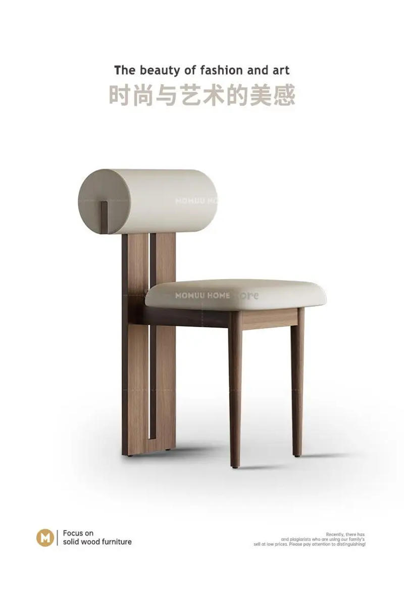 Description Picture 4 of itemNordic Walnut Wood Dining Chair Home Simple Dining Table Chair With Silent Style Designer Soft Bag Chair