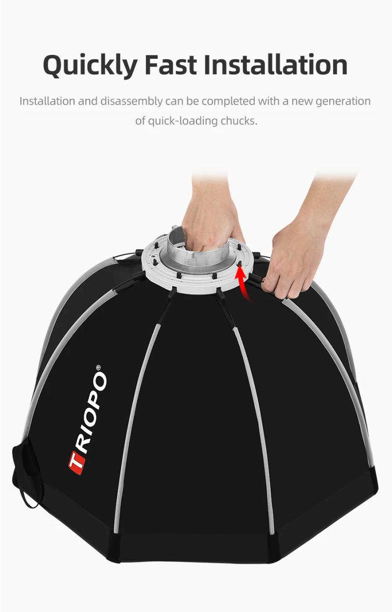 Description Picture 5 of itemTriopo 55cm 65cm 90cm 120cm Photo Bowens Mount Portable Octagon Umbrella Outdoor SoftBox + Carrying Bag for Studio Flash Softbox