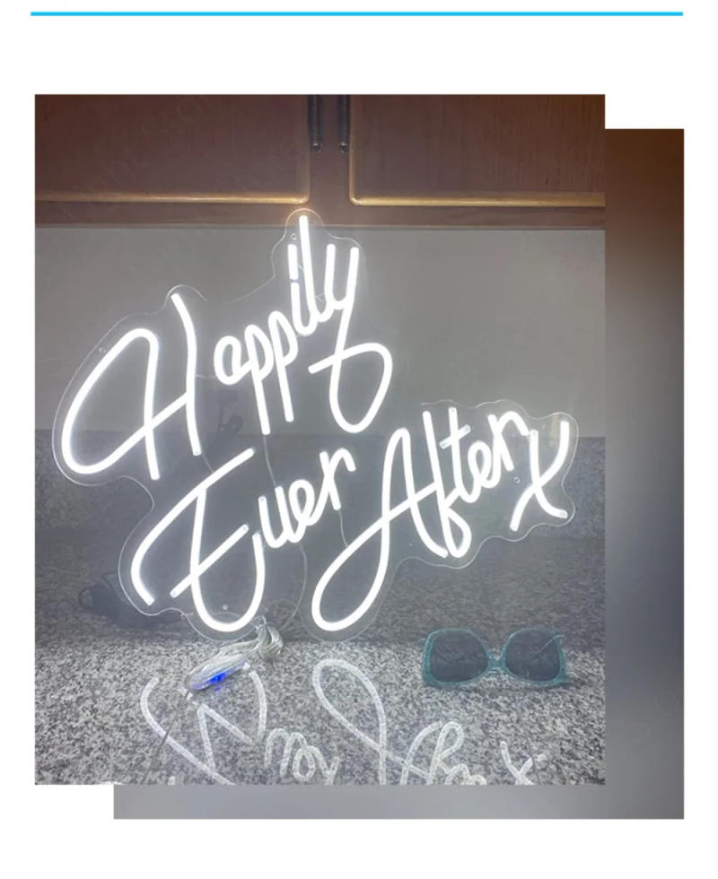 Description Picture 6 of itemBig Happily Ever After LED Neon Light Sign for Wedding Wall Art Night Lamp Birthday Gift Wedding Party Neon Lamp Home Decor