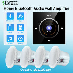 Home audio 86 MINI in wall power amplifier Background music player system bluetooths sound FM control panel with ceiling speaker