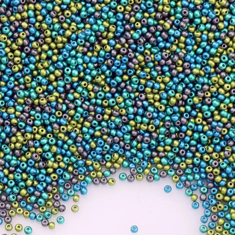 Description Picture 3 of item2mm 3mm 4mm Frosted Opaque Metallic Colors Glass Seedbeads Matte Round Spacer Rice Beads For Diy Jewelry Making Garments Sewing