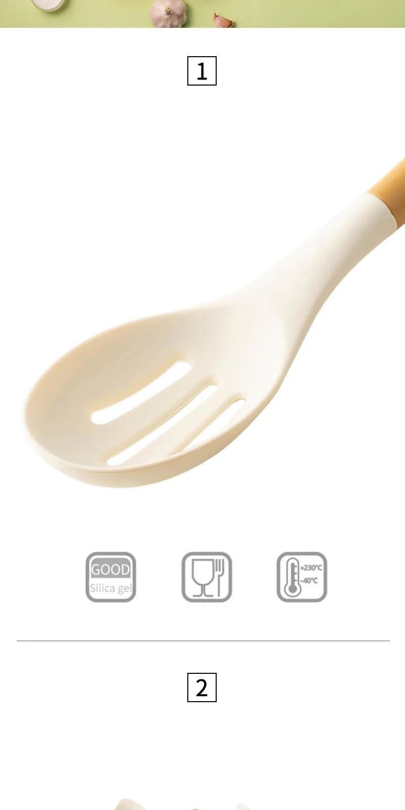 Description Picture 3 of item12Pcs Silicone PP Handle Cooking Utensils Set Non-Stick Heat Resistant Tongs Spatula Spoon Oil Brush Perfect Kitchen Supplies