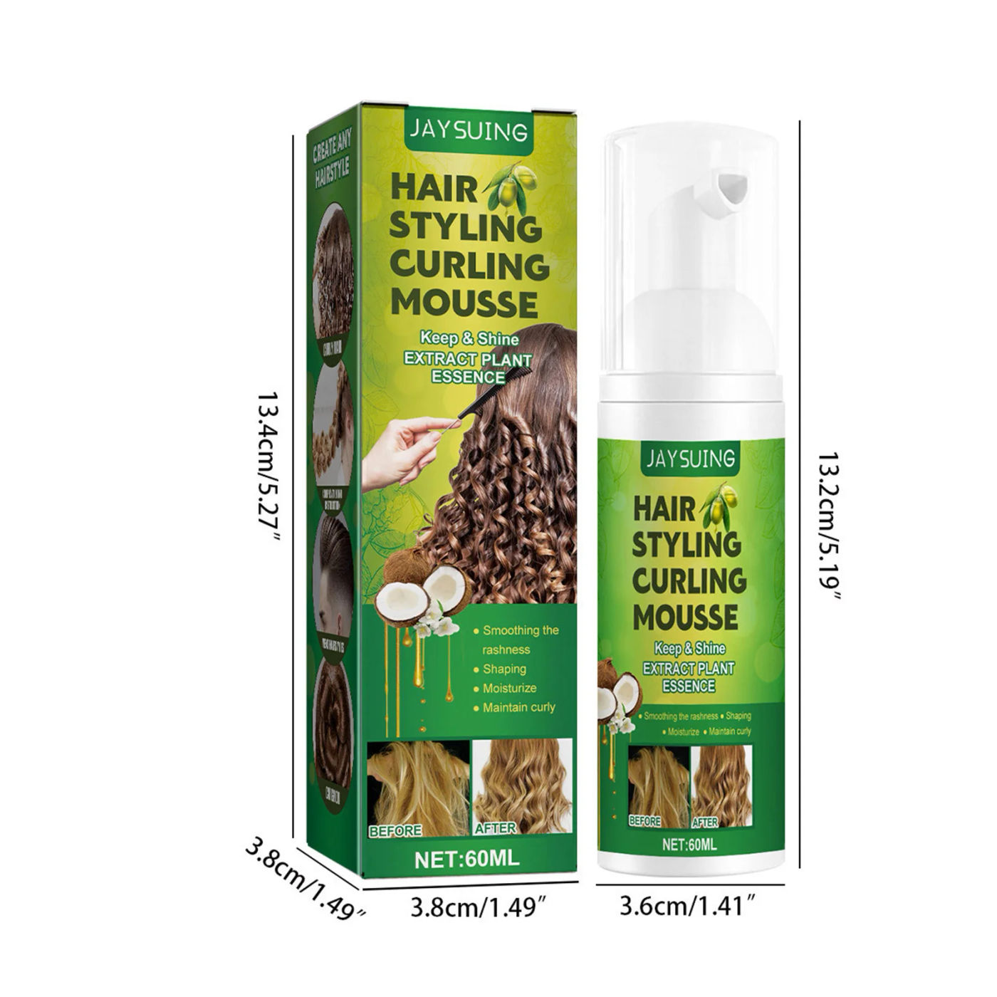 Description Picture 6 of item60ml Curly Hair Styling Mousse Hair Styling Spray Elastic Enhance Thickness Anti-Frizz Fluffy Hair Fluffing Spray for Women