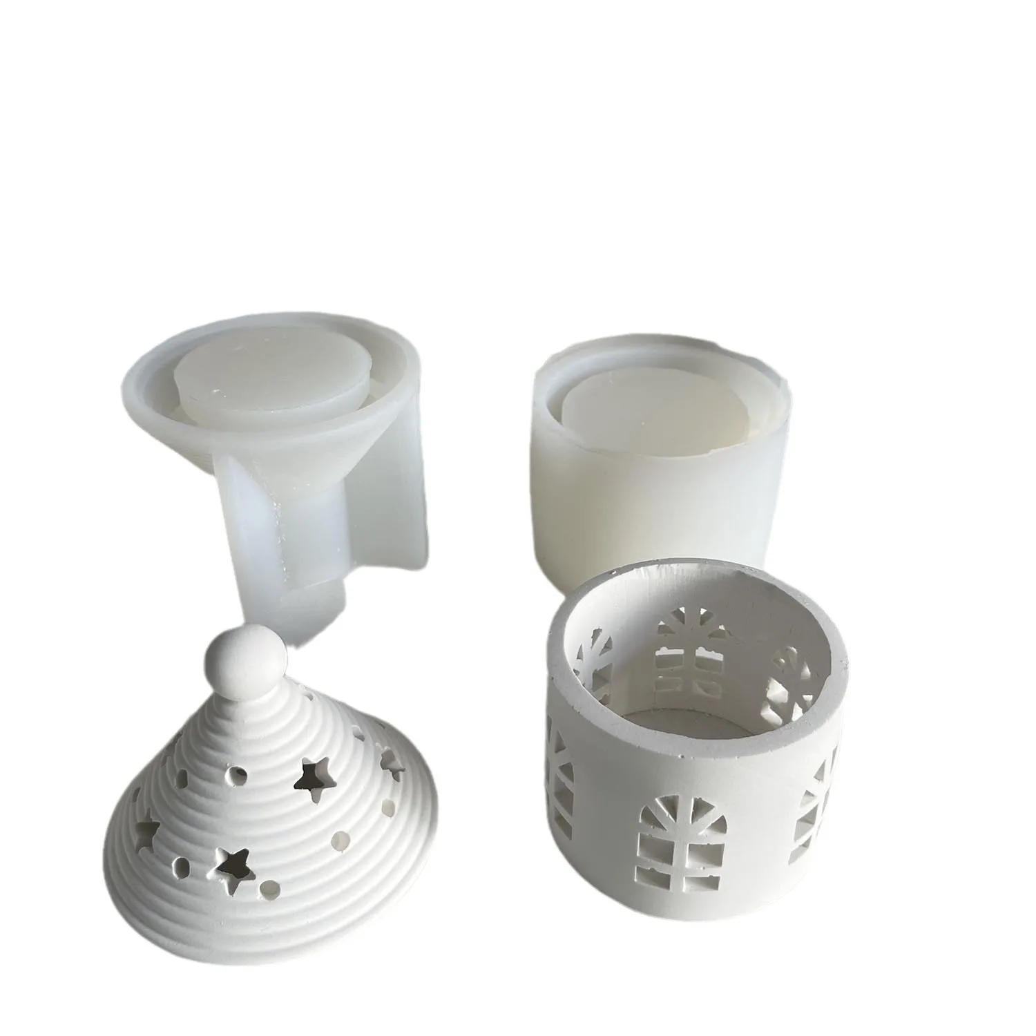 Description Picture 6 of itemRound Starry Sky House Silicone Mold Tealight House Mould Lantern Houses Cement Gypsum Clay Casting Epoxy Resin Mold