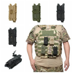 Molle Single 9mm Magazine Pouch Pistol Mag Holster Outdoor Hunting Accessories Flashlight Holder EDC Waist Bag Vest Pouches