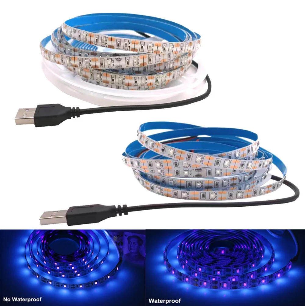 Description Picture 2 of itemUV LED Strip Light 5V DC 2835 0.5M 1M 2M Waterproof  Purple Ribbon Ultraviolet USB Rope Tape for DJ Fluorescence