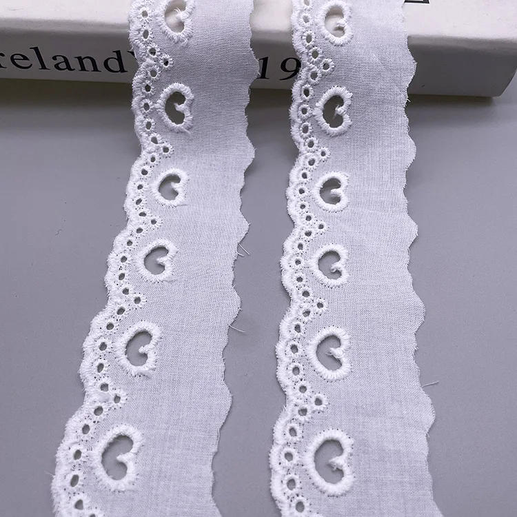 Description Picture 3 of item1Meter Hollow Love Heart Floral Embroidery White Cotton Lace Ribbon DIY Apparel Sewing & Fabric