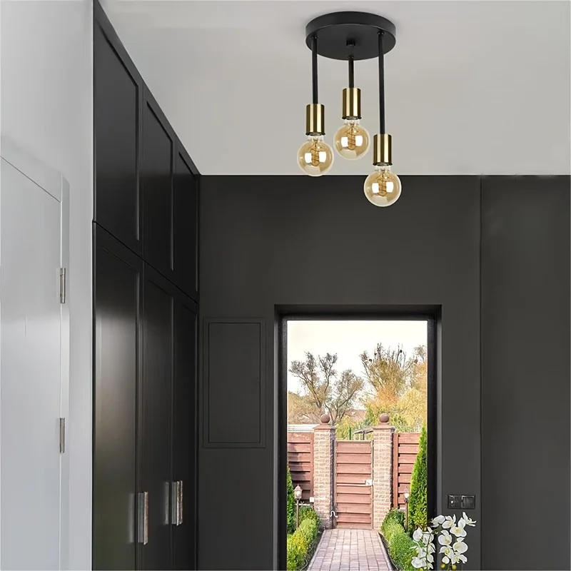 Description Picture 6 of itemIndustrial Ceiling Light Black 3 Way Pendant Light E27 Ceiling Lighting for Indoor Living Room Ceiling Chandelier Vintage