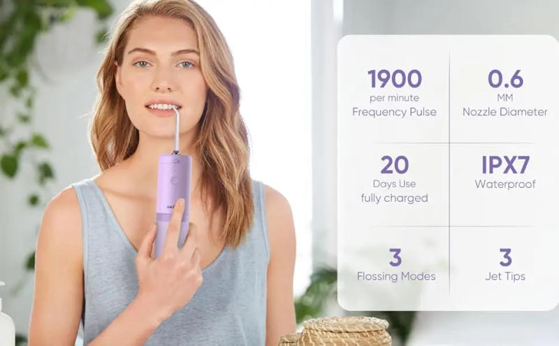 Description Picture 2 of itemSEJOY Oral Irrigator Electric Water Flosser For Teeth Dental Oral Irrigator Portable Rechargeable Portable Teeth Cleaner