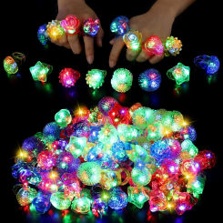 10/20/30/40/50/60pcs Glowing Rings LED Light Up Luminous Rings Party Favor Toys Flash Led Lights Glow In The Dark Party Supplies