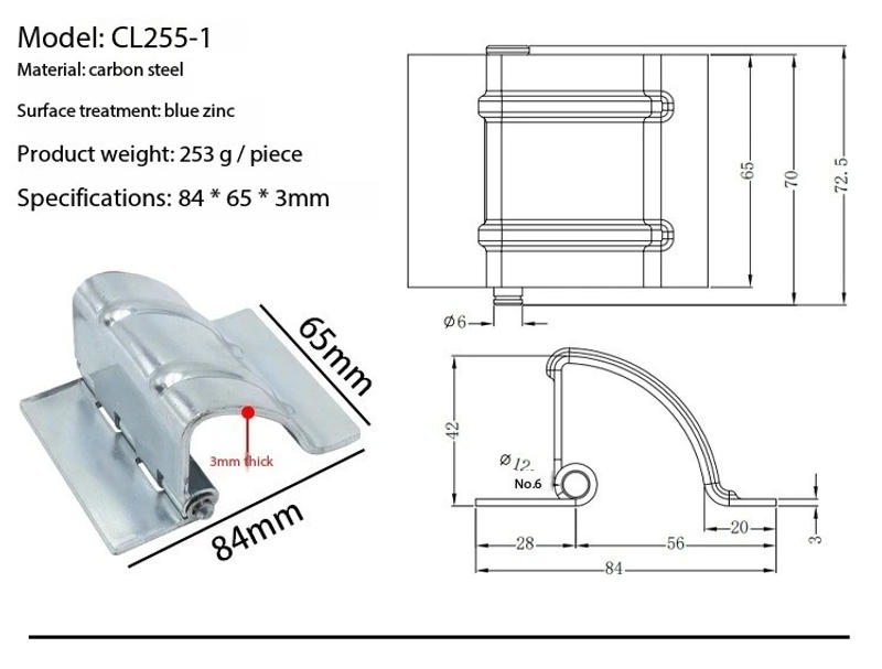 Description Picture 5 of itemCL256 concealed cabinet door load-bearing CL255 stainless steel welded hinge concealed equipment door chain hardware