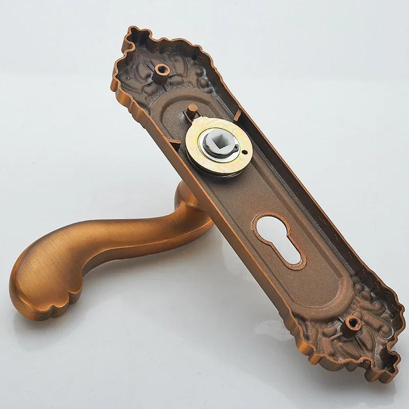 Description Picture 3 of itemVintage Retro Mortise Lock Interior Door Lock Latch Bedroom Lever Handleset Yellow Antique Wood Door Handle Mechanical Door Lock