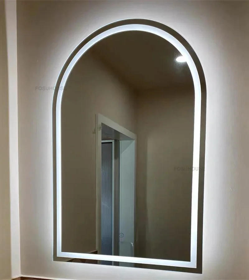 Description Picture 4 of itemModern Smart Bathroom Mirrors Bathroom Arched Vanity Mirror Light Luxury LED Light-emitting Touch Screen Bath Mirrors with Light