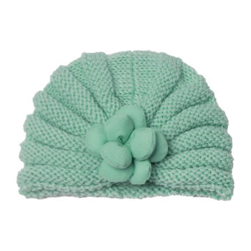 Elastic Turbans Headbands Cute Knitted Flower Baby Hat Candy Color Hospital Headwraps Boy Girl