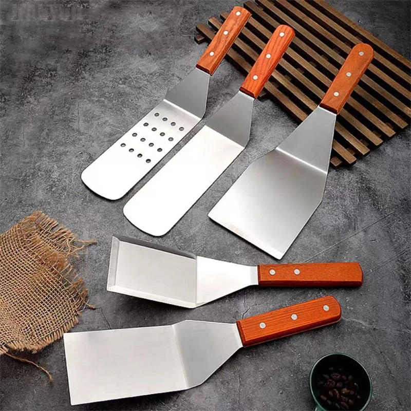 Description Picture 4 of itemStainless Steel Spatula and Grill Scraper Non Stick Durable Barbecue Cooking Tools Pizza Shovel Pancake Beef BBQ Utensils