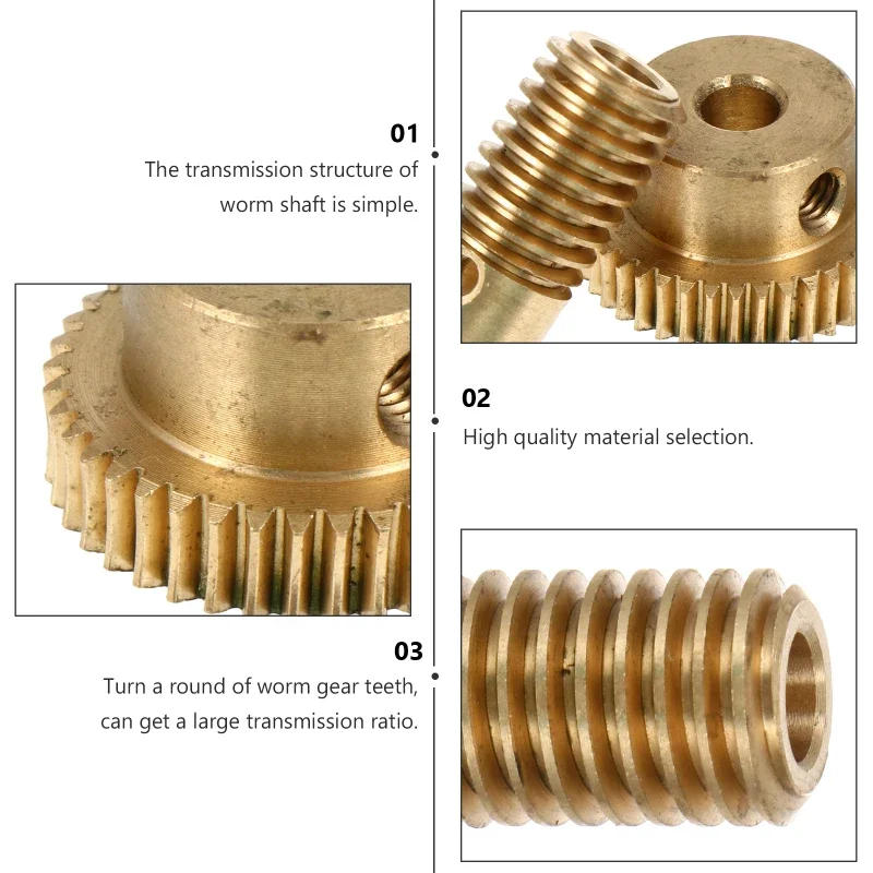 Description Picture 2 of item2 Pcs Turbine Shaft Small Modulus Worm Gear with Wheel Copper Bevel Replacement Accessories