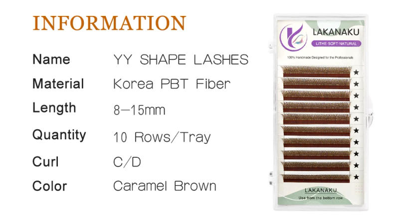 Description Picture 4 of itemLAKANAKU High Quality Brown YY Eyelashes Extensions Brazilian Cilia and Faux Mink Y Volume Trays Cilios