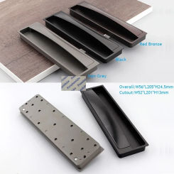 2Pcs Zinc Alloy Recessed Flush Furniture Cabinet Door Drawer Finger Pull Black Iron Grey Red Bronze