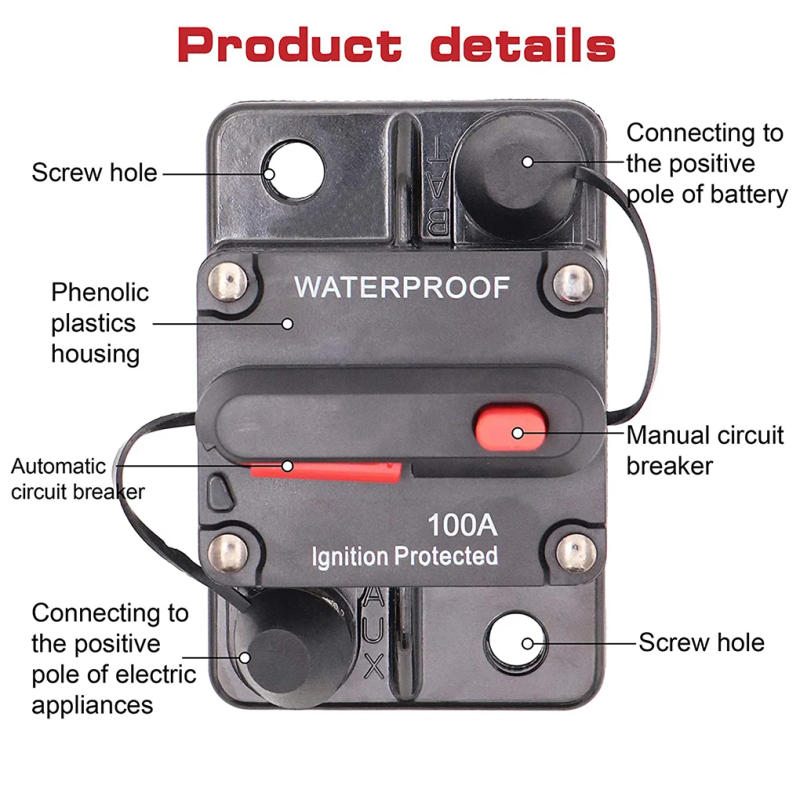 Description Picture 5 of itemCircuit Breaker Fuse Reset 30A 40A 50A 60A 70A 80A 100A 120A 150A 200A 250A 300A AMP Waterproof Boat Car Circuit Breaker