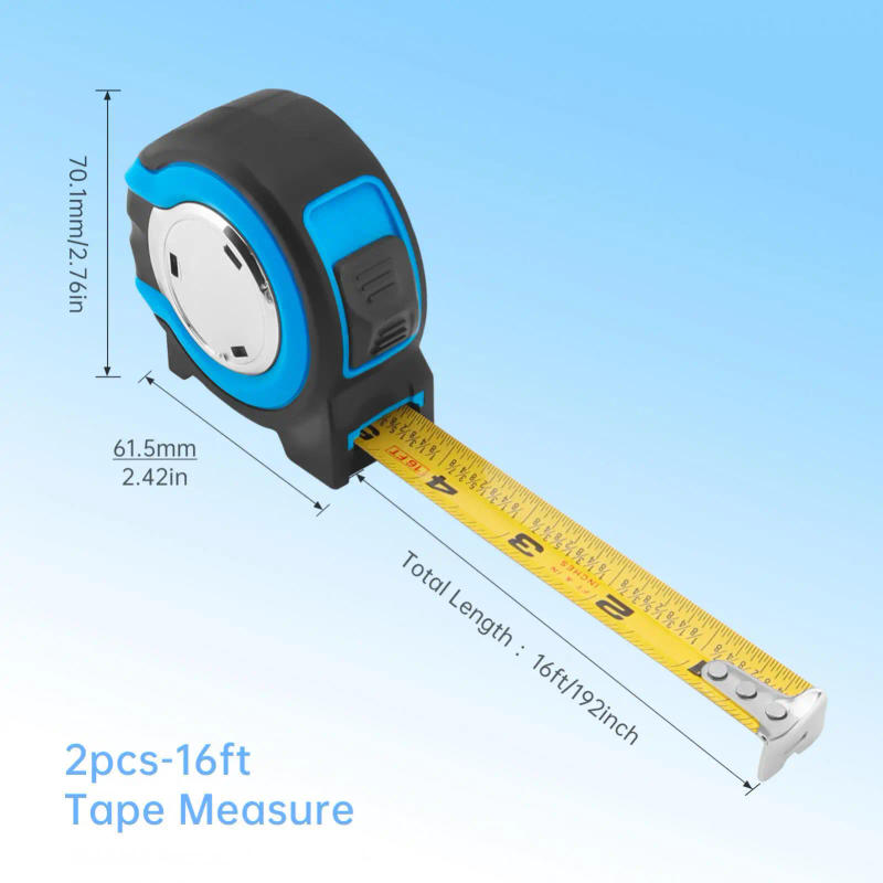 Description Picture 3 of item2pcs 1/8inch Fraction Markings Full Imperial Scale Steel Tape Measures with Two Sizes Optional, Self Locking Measuring Tapes