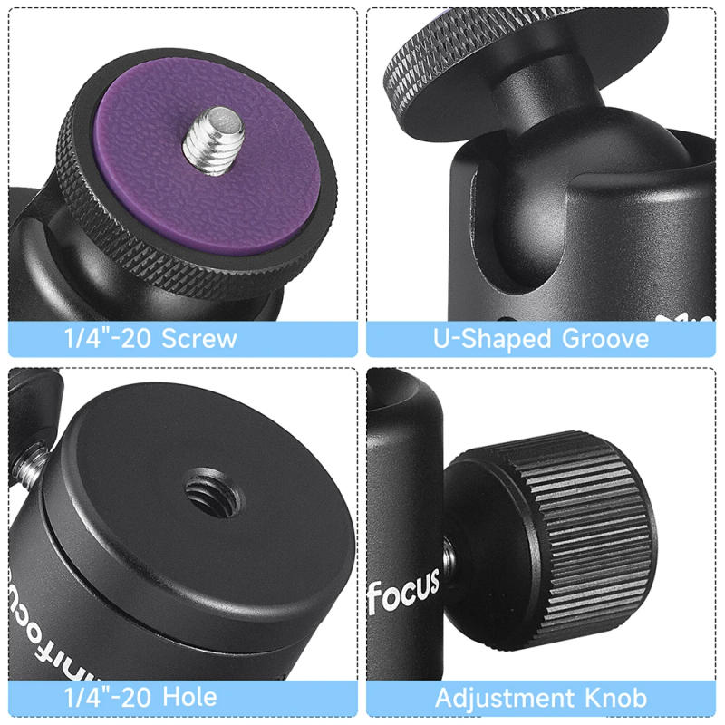 Description Picture 4 of item1/4 Screw Hole Tripod Mount Camera Head Adapter Ball Head LED Light Flash Bracket Holder For DSLR DV Cameras Slider Projector