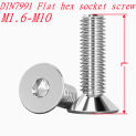 304SS A2-70 stainless steeel DIN7991 Flat hex hexagon socket countersunk head Allen screw M1.6 M2 M2.5 M3 M4 M5 M6 M8 M10